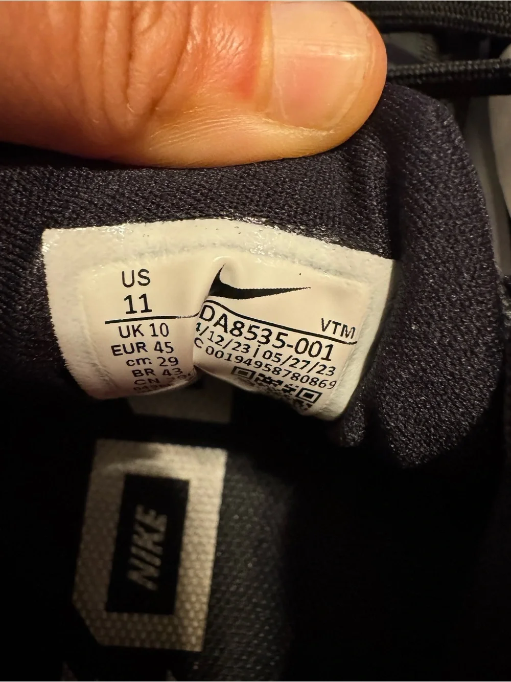 Nike Black Athletic Running Shoes with White Swoosh